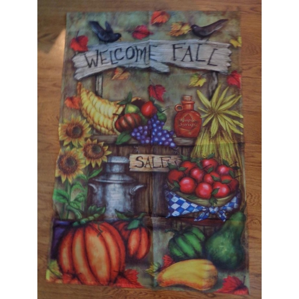 Large Garden Yard Flag Welcome Fall Cornucopia